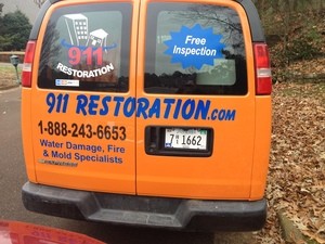 Water Damage Gonzales Rear Of Van At Residential Job